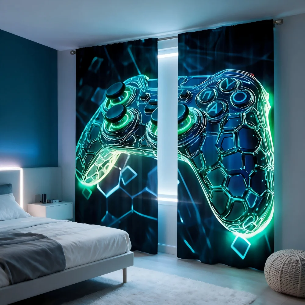 2PCS Digital Printed Curtain,  - Esports Gaming Youtube ulasan dan harga