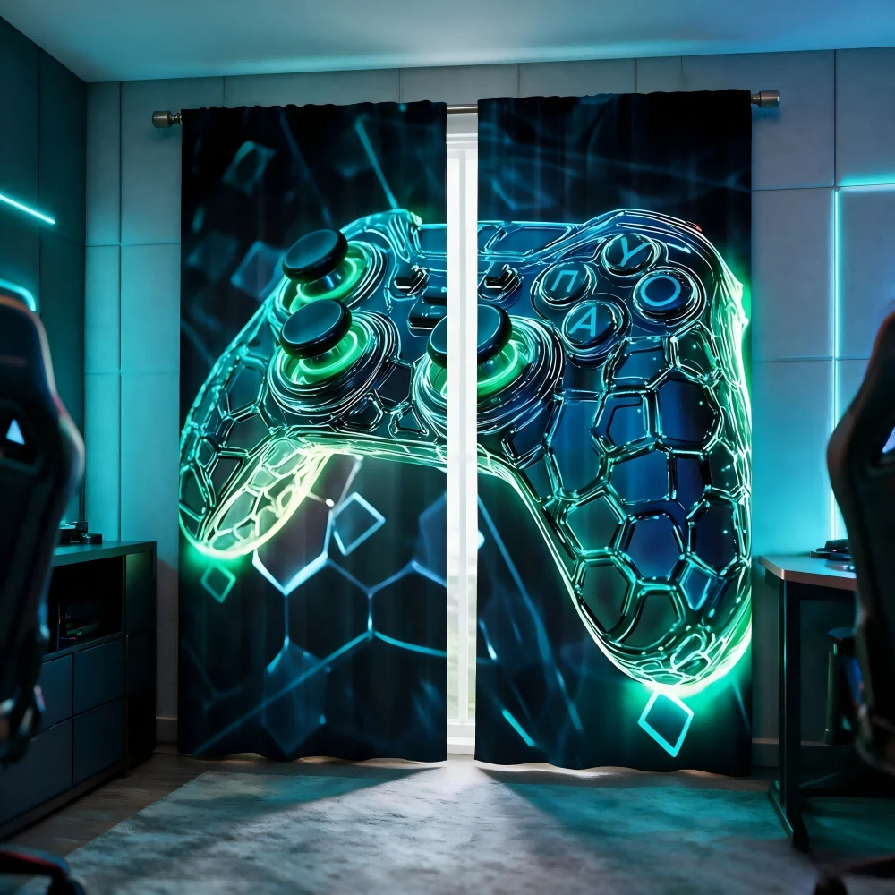 2PCS Digital Printed Curtain,  - Esports Gaming Youtube ulasan dan harga