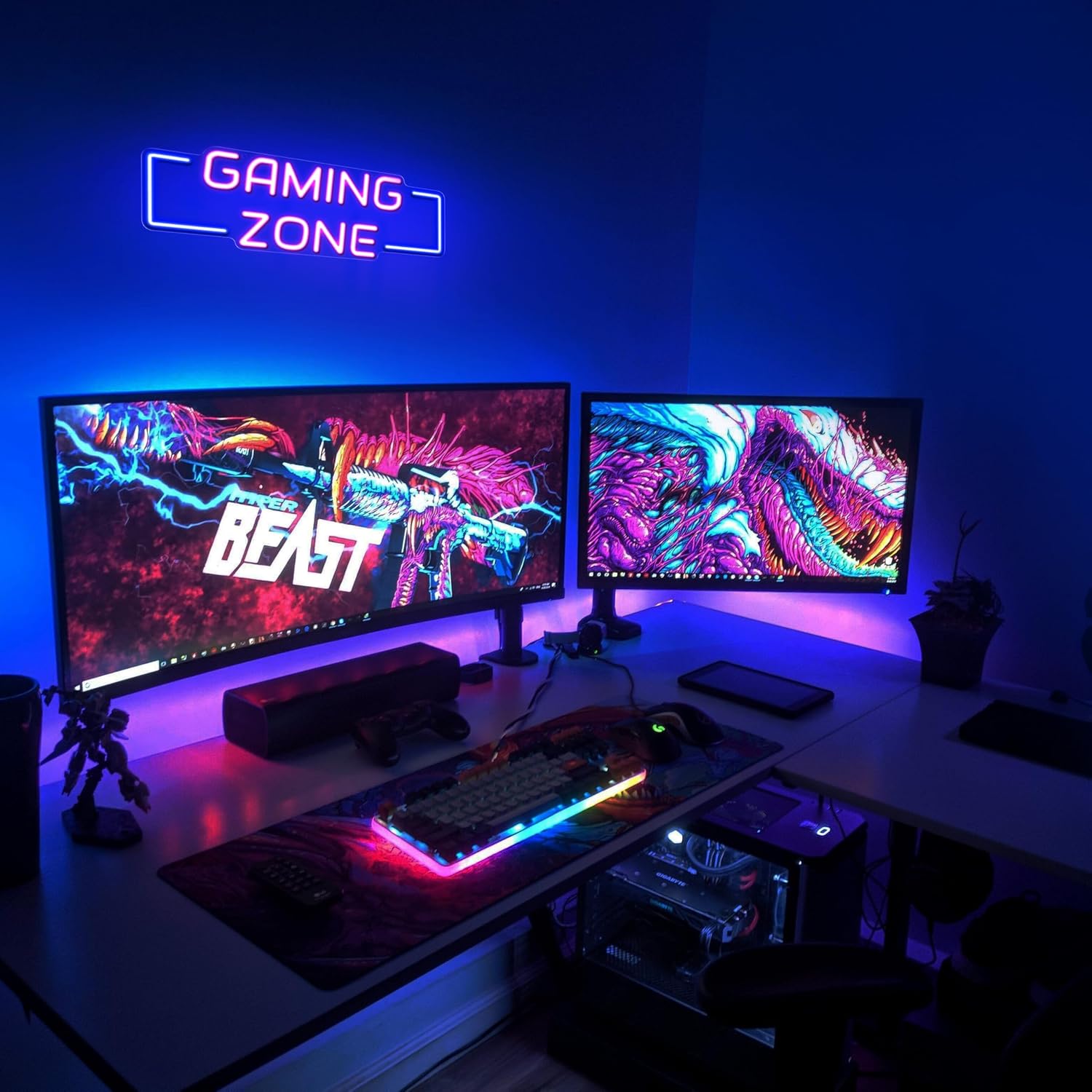 Gaming Zone Neon Sign USB LED  - Esports Gaming Bar ulasan dan harga