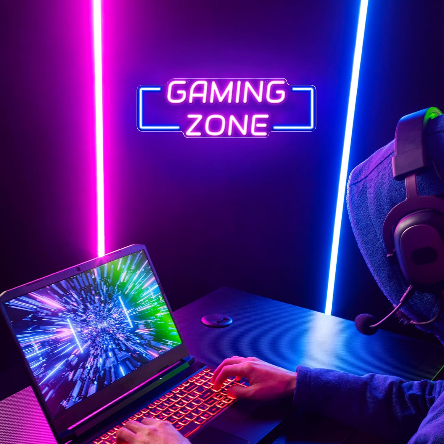 Gaming Zone Neon Sign USB LED  - Esports Gaming Bar ulasan dan harga