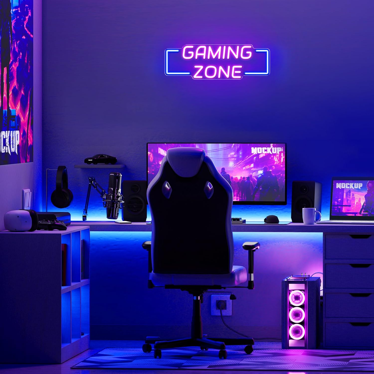 Gaming Zone Neon Sign USB LED  - Esports Gaming Bar ulasan dan harga