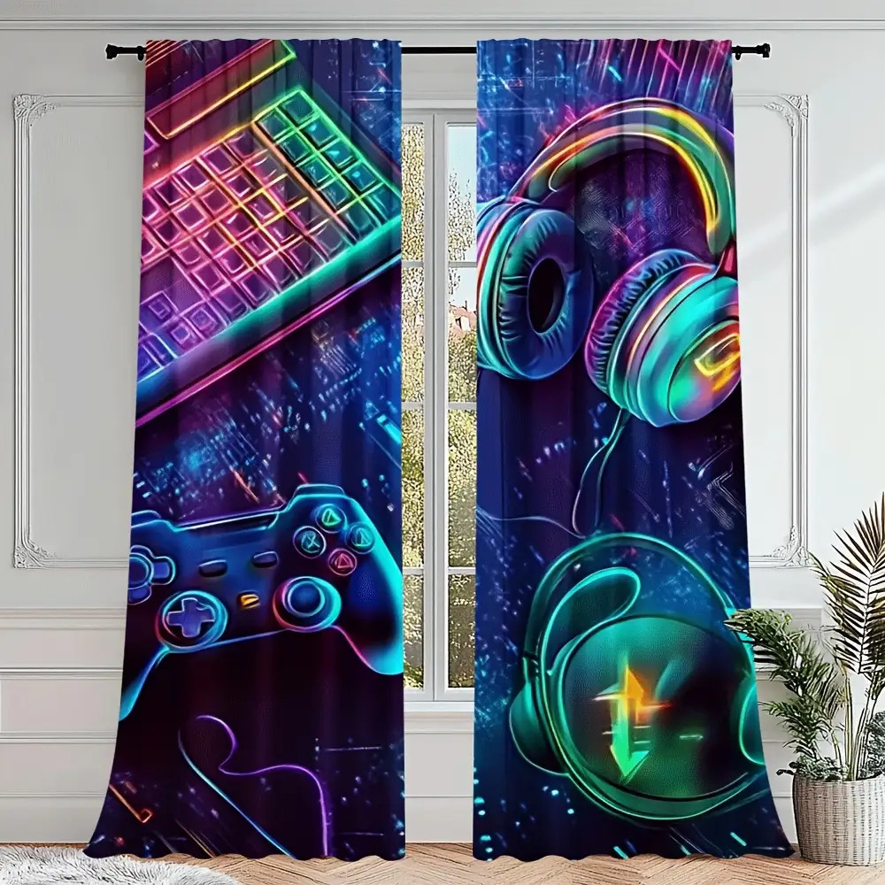 Gamer Curtains with Neon Keybo - Esports Gaming Youtube ulasan dan harga