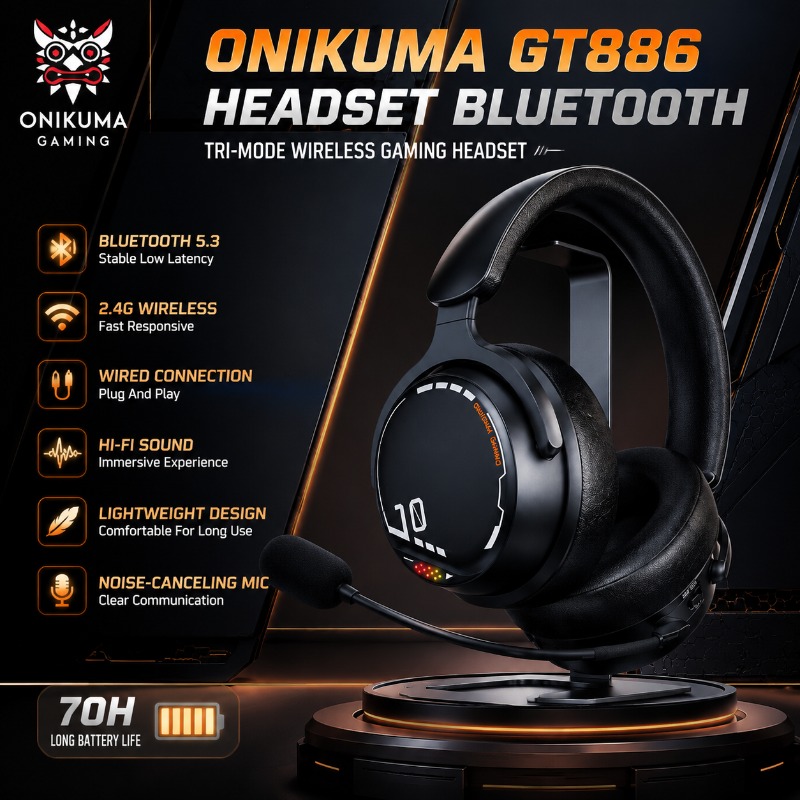 ONIKUMA GT886 Gaming Headset T - Esports Gaming Video ulasan dan harga