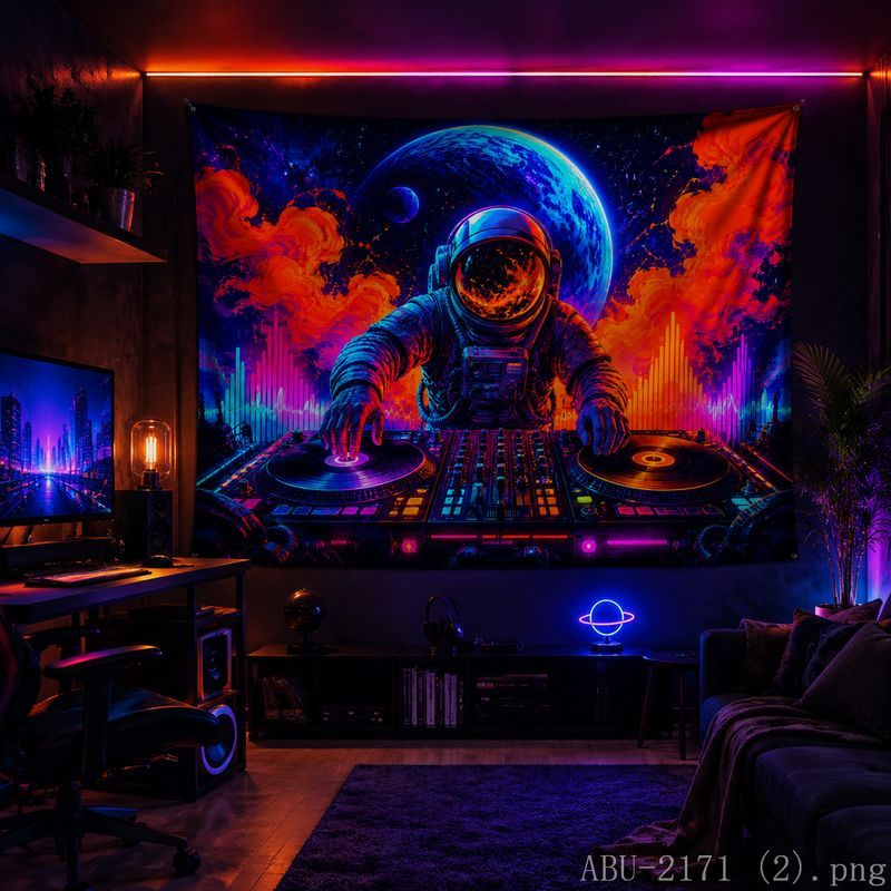 Space Astronaut Disc Tapestry  - Esports Gaming Bar ulasan dan harga